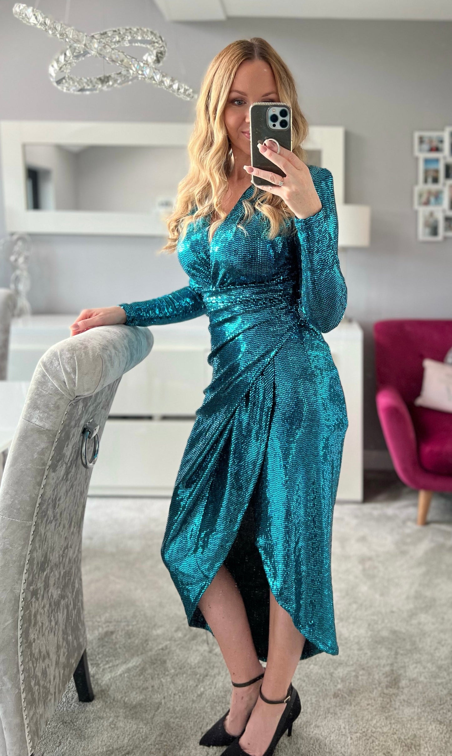 Luciana | Midnight Radiance Sequin Wrap Dress