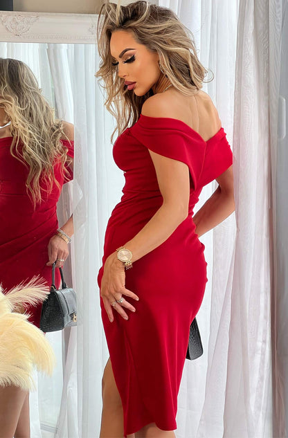 Valentina | Scarlet Desire One-Shoulder Midi Dress