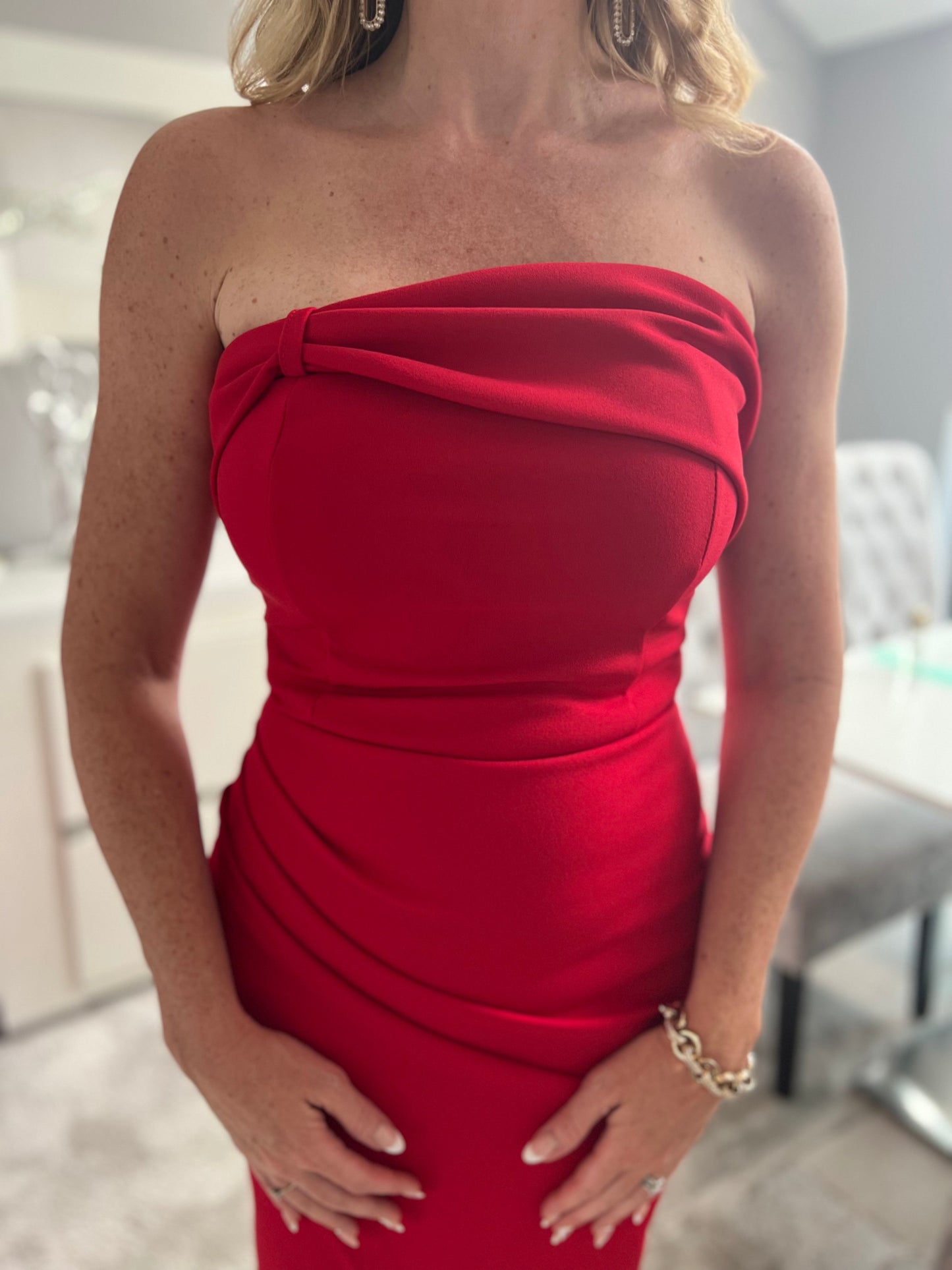 Valentina | Scarlet Desire One-Shoulder Midi Dress