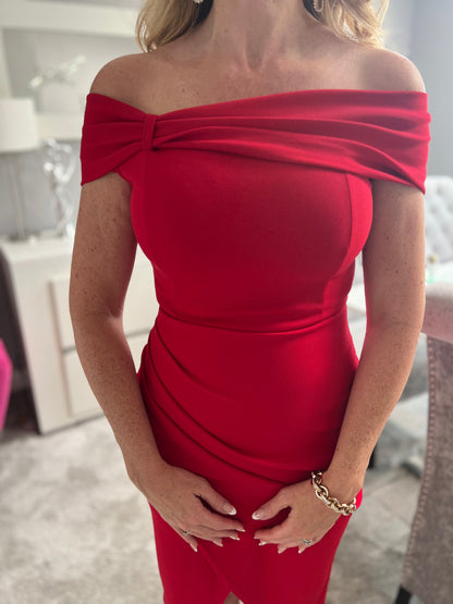 Valentina | Scarlet Desire One-Shoulder Midi Dress